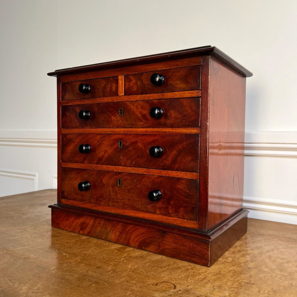 19th C Miniature Mahogany Chest Of Drawers