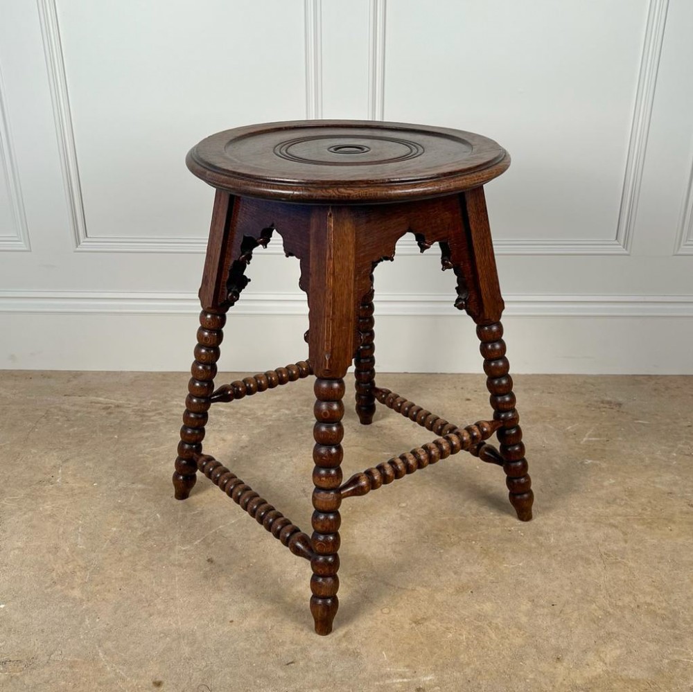 Arts & Crafts Oak Bobbin Table - Druce & Co