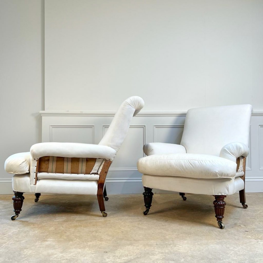 Pair of 19th C Deep Seated Club Chairs