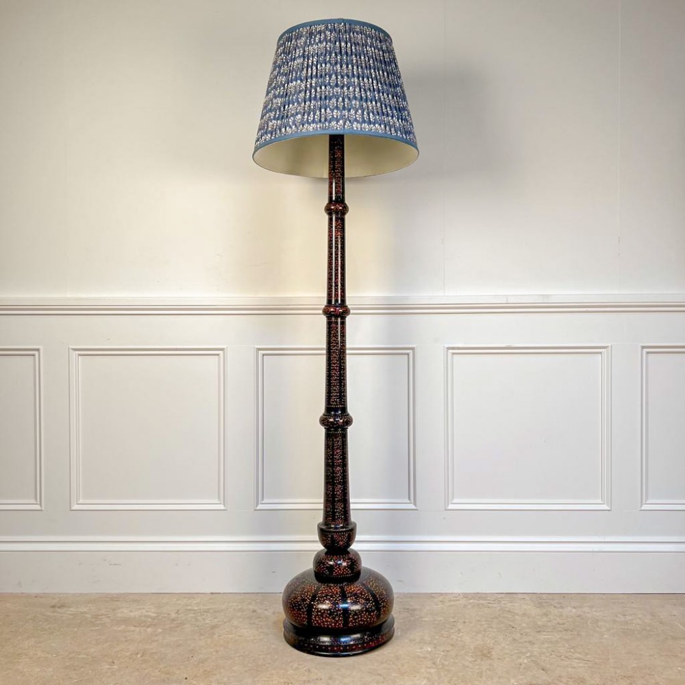 Early 20th C Indian Hand Painted Floor Lamp