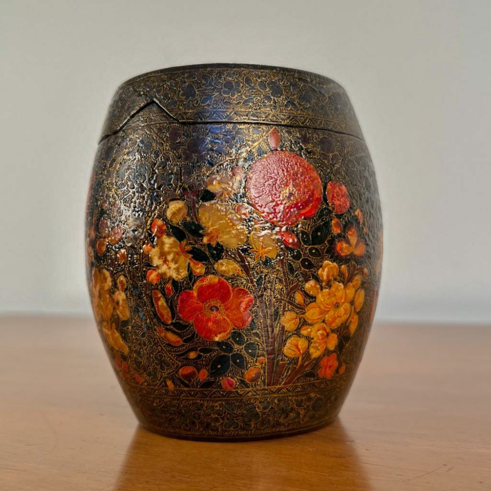 Pretty Edwardian Kashmiri Lidded Pot