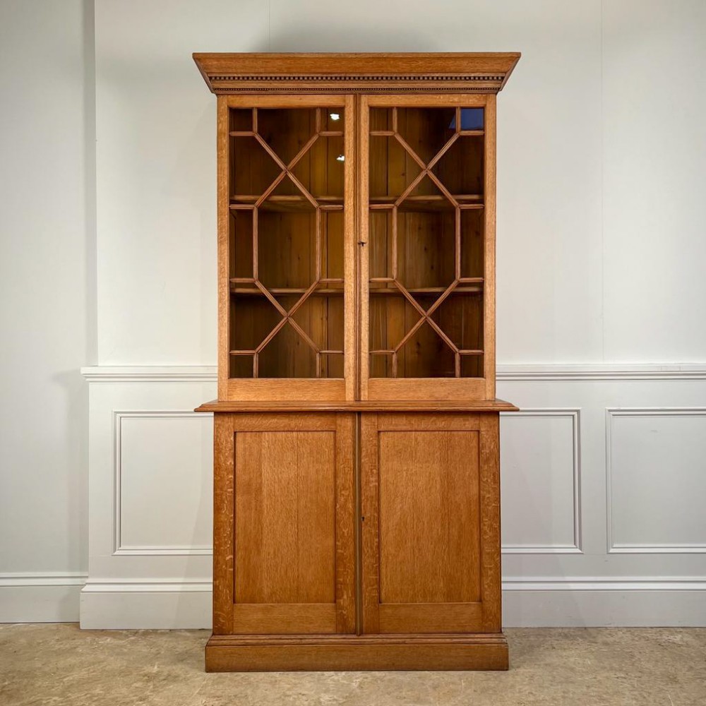 19th C Pale Oak Bookcase
