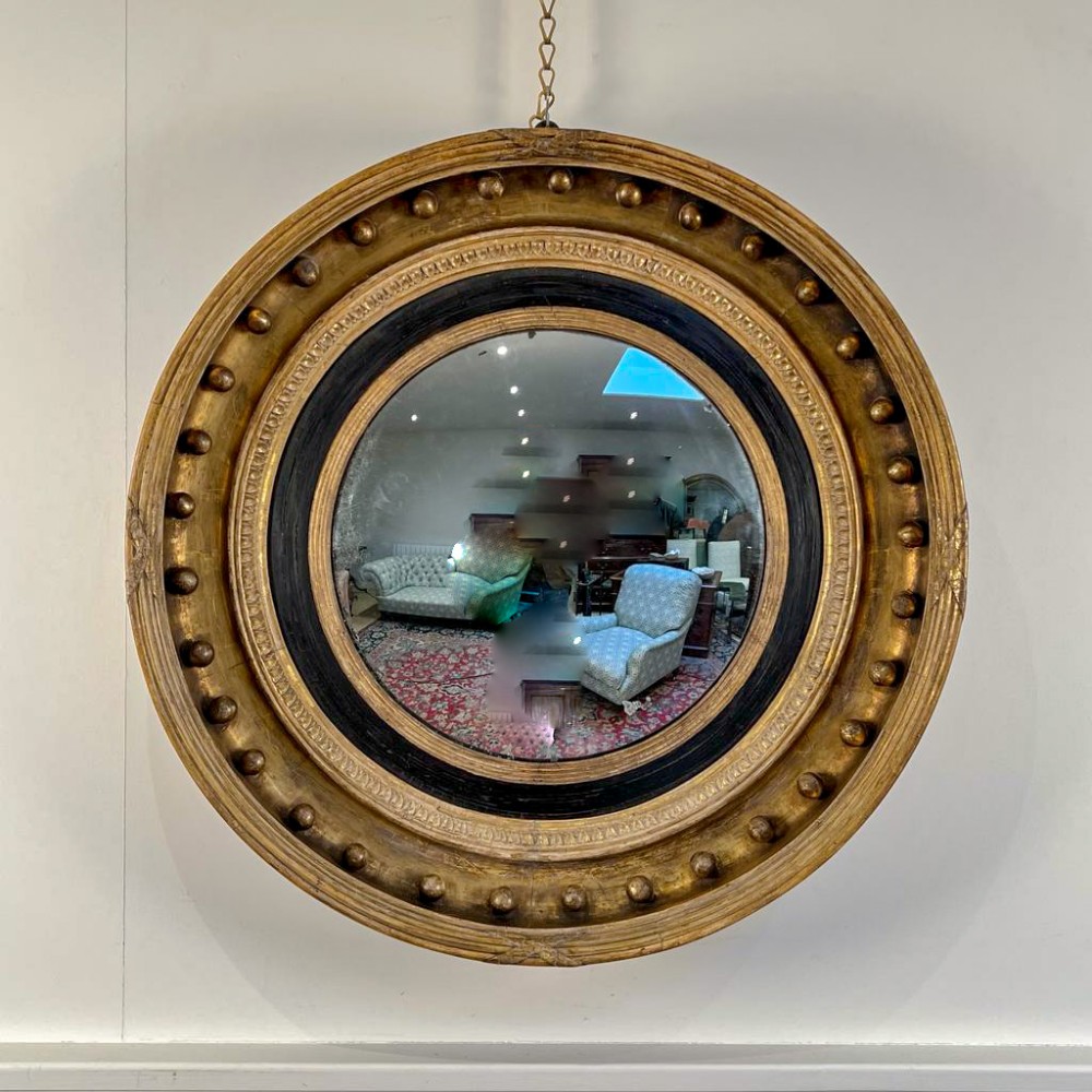 Large Scale Regency Giltwood Convex Mirror