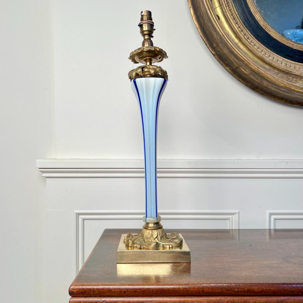 Beautiful 19th C Ormolu & Opaline Table Lamp