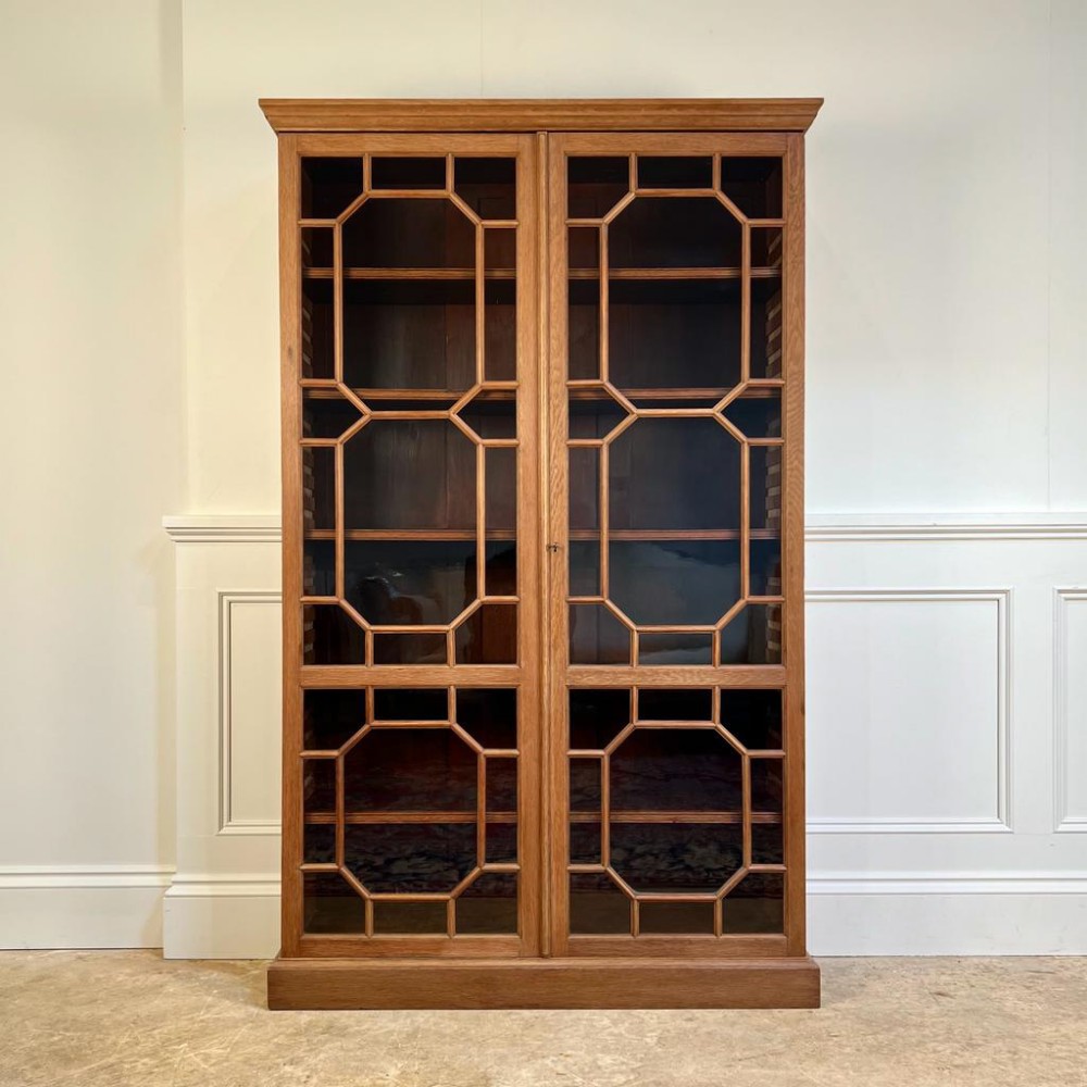 Diminutive 19th C Oak Bookcase Cabinet