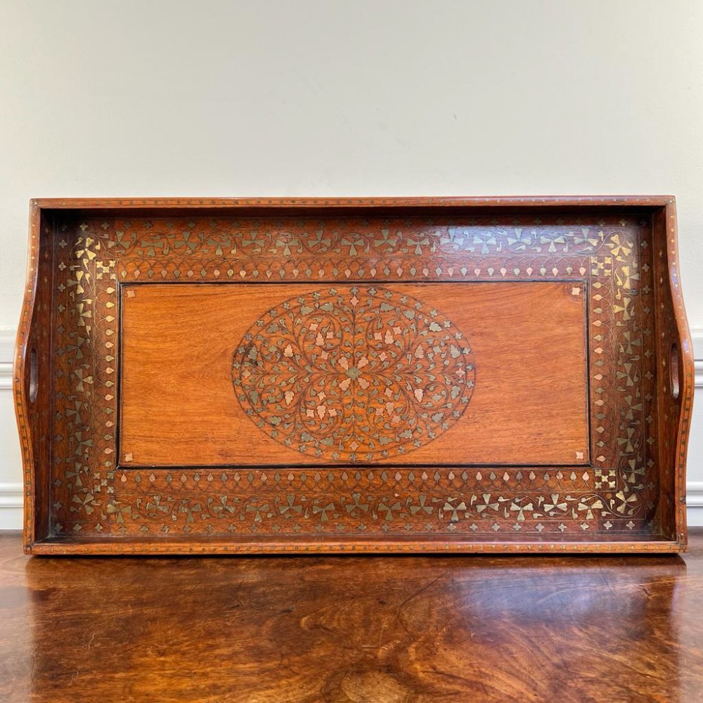 Large Profusely Inlaid Hoshiarpur Tray