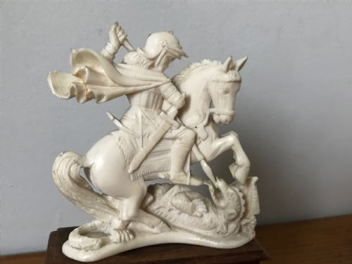 antique ivory figure of st george slaying the dragon - CATEGORY: ANTIQUE MISCELLANEOUS - DATED VICTORIAN