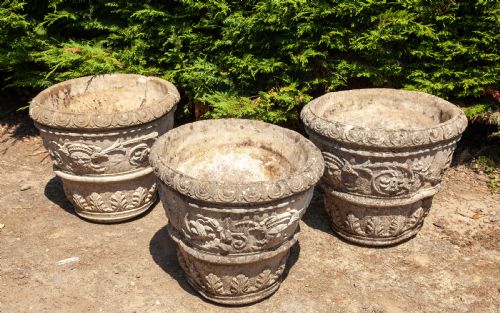 SET OF THREE COMPOSITE STONE PLANTERS CIRCA 1920 - ADDITIONAL PHOTO 5