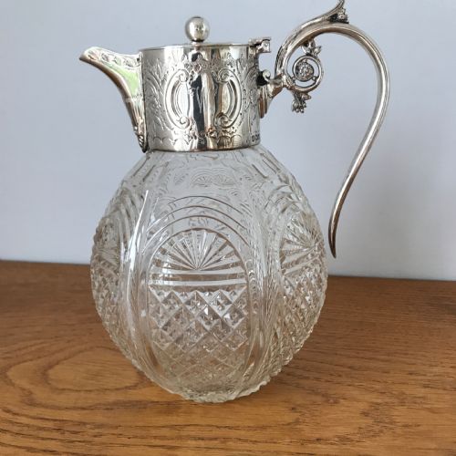 a beautiful sterling silver cut glass claret sheffield 1894 - CATEGORY: ANTIQUE SILVER - DATED VICTORIAN