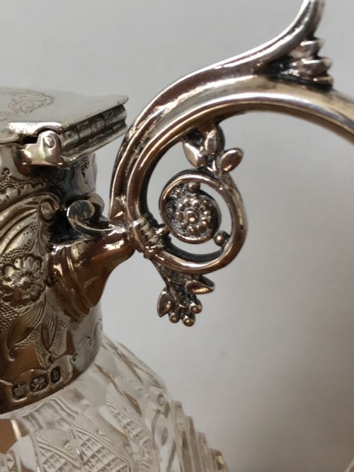 A BEAUTIFUL STERLING SILVER CUT GLASS CLARET SHEFFIELD 1894 - ADDITIONAL PHOTO 3