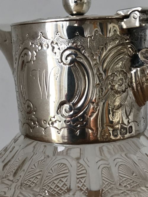 A BEAUTIFUL STERLING SILVER CUT GLASS CLARET SHEFFIELD 1894 - ADDITIONAL PHOTO 5