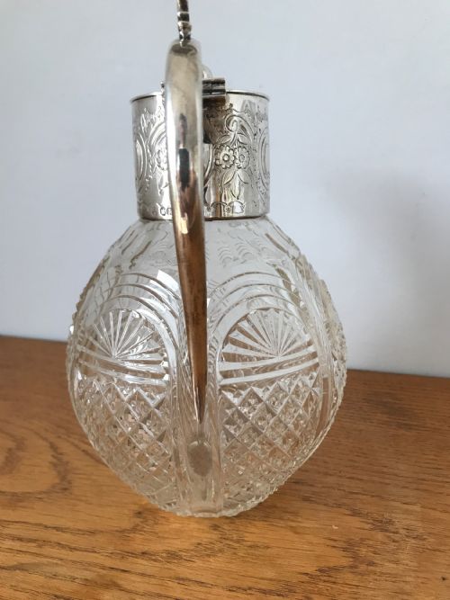 A BEAUTIFUL STERLING SILVER CUT GLASS CLARET SHEFFIELD 1894 - ADDITIONAL PHOTO 6
