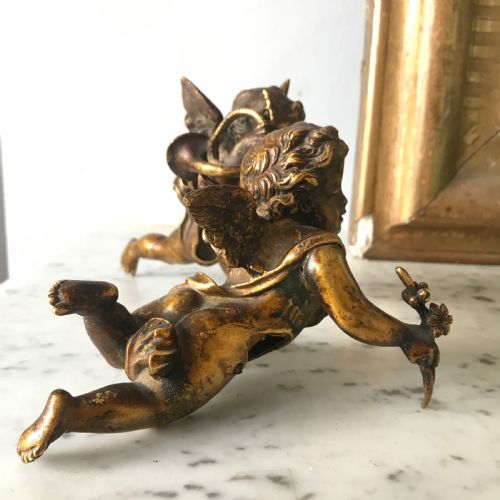PAIR OF 19TH C GILT BRONZE CHERUBS - ADDITIONAL PHOTO 2
