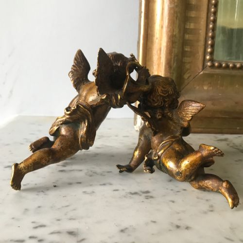 PAIR OF 19TH C GILT BRONZE CHERUBS - ADDITIONAL PHOTO 3