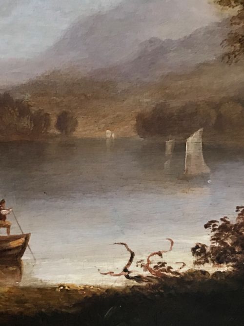 ANTIQUE OIL ON BOARD BY THOMAS ALLOM 18041872 LAKE WINDERMERE - ADDITIONAL PHOTO 2