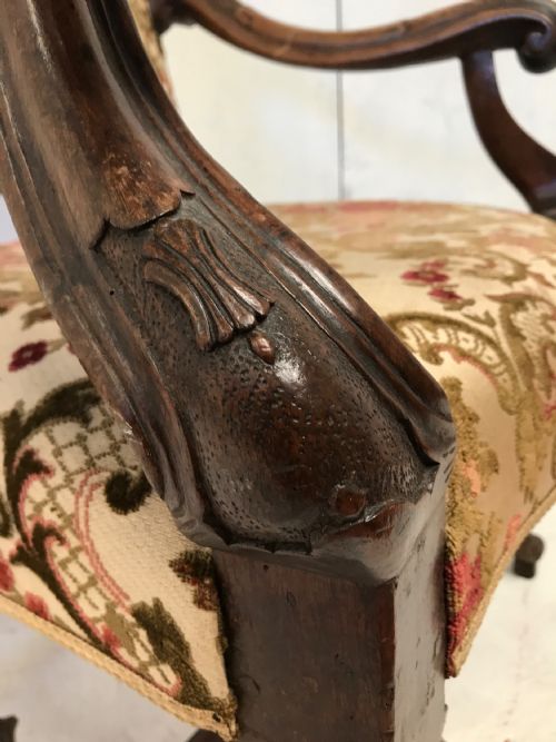 LATE 17TH C CONTINENTAL WALNUT HIGHBACK ARMCHAIR - ADDITIONAL PHOTO 5