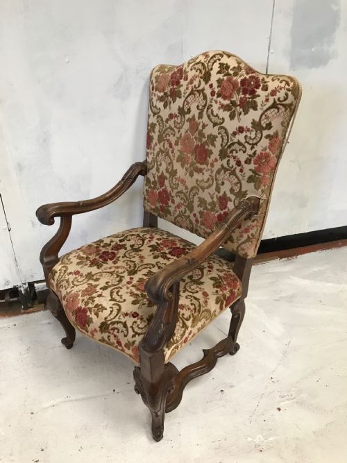 LATE 17TH C CONTINENTAL WALNUT HIGHBACK ARMCHAIR - ADDITIONAL PHOTO 12