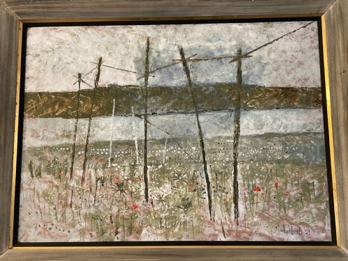 BATTLEFIELD LANDSCAPE WITH POPPIES BY TALBOT HICKS 1959 - ADDITIONAL PHOTO 5