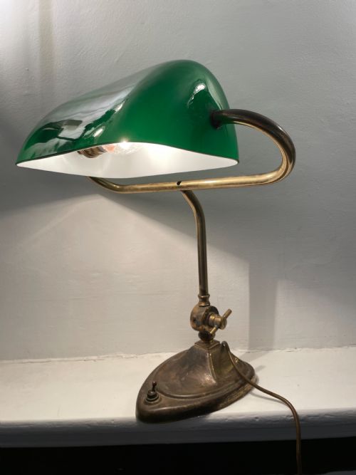 early 20thc brass bankersdesk lamp - CATEGORY: ANTIQUE LIGHTING - DATED 1920