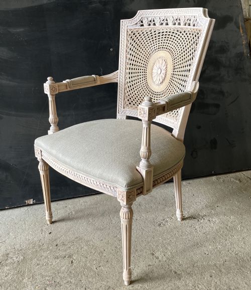 early 20thc french colonial fauteuil armchair reupholstered - CATEGORY: ANTIQUE CHAIRS - DATED 1910