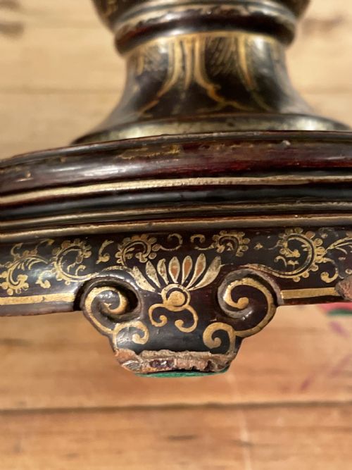 A PAIR OF CHINESE QING GILT AND PAINTED BLACK LACQUER TAZZAS - ADDITIONAL PHOTO 8