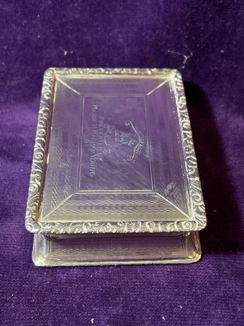 LARGE SILVER SNUFF BOX GEORGE UNITE 1900 MILITARY INTEREST QUEENS REGIMENT - ADDITIONAL PHOTO 15