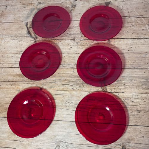 set of six early 19th c ruby glass side plates - CATEGORY: ANTIQUE GLASS - DATED 19TH CENTURY