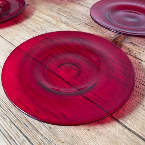 SET OF SIX EARLY 19TH C RUBY GLASS SIDE PLATES - ADDITIONAL PHOTO 2