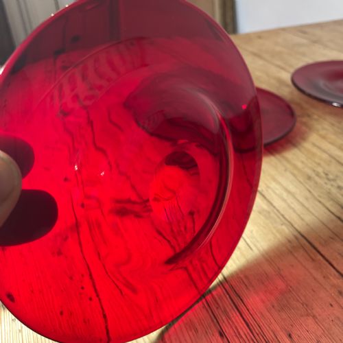 SET OF SIX EARLY 19TH C RUBY GLASS SIDE PLATES - ADDITIONAL PHOTO 3