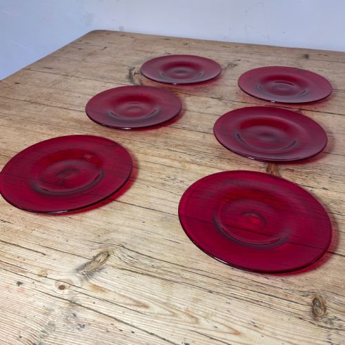 SET OF SIX EARLY 19TH C RUBY GLASS SIDE PLATES - ADDITIONAL PHOTO 7