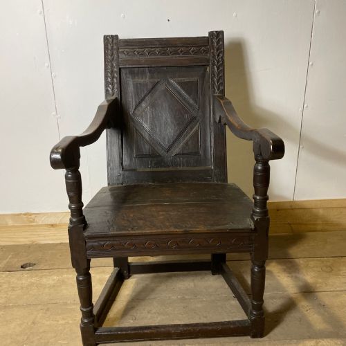 a rare original 17th c oak wainscot chair - CATEGORY: ANTIQUE CHAIRS - DATED 17TH CENTURY