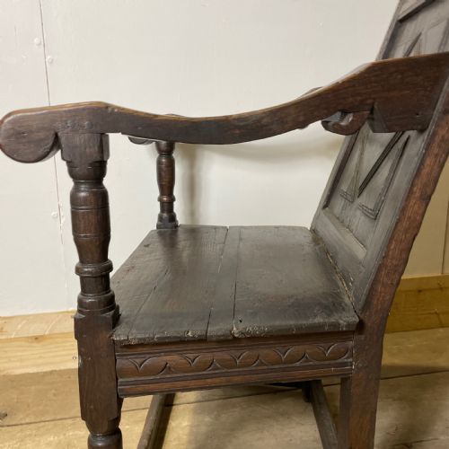 A RARE ORIGINAL 17TH C OAK WAINSCOT CHAIR - ADDITIONAL PHOTO 8