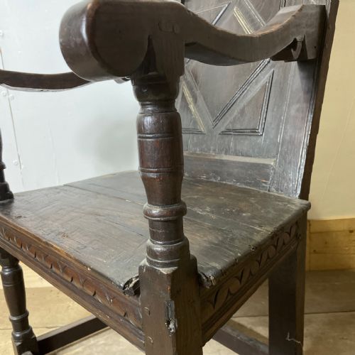 A RARE ORIGINAL 17TH C OAK WAINSCOT CHAIR - ADDITIONAL PHOTO 11