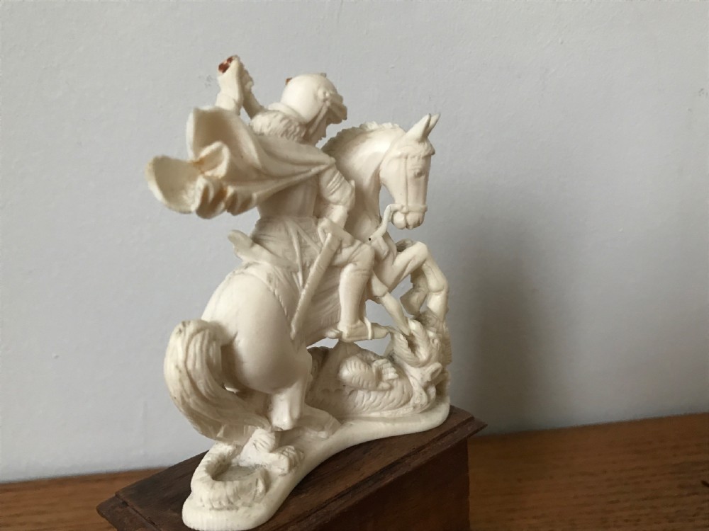 Antique ivory figure of St George slaying the dragon View II