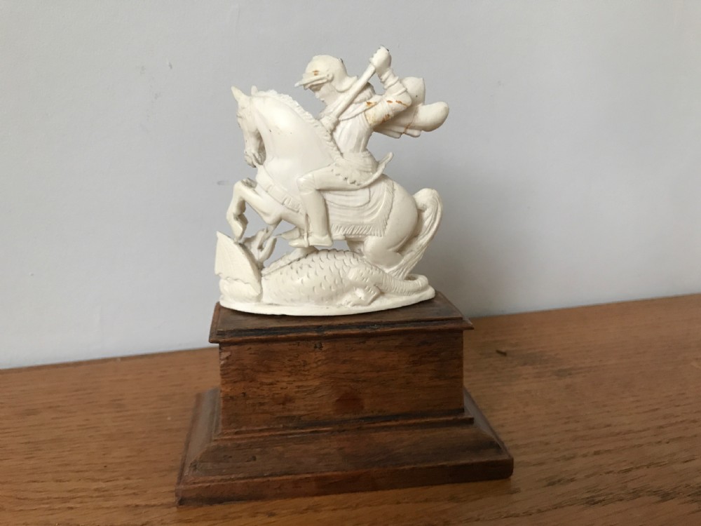 Antique ivory figure of St George slaying the dragon View III