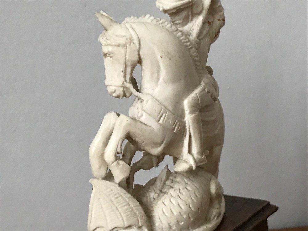 Antique ivory figure of St George slaying the dragon View IV