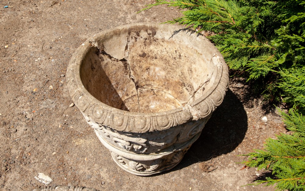 Set of three composite stone planters circa 1920 View IV