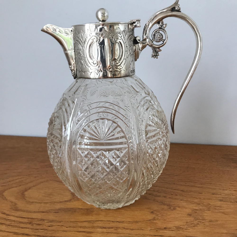 A beautiful Sterling Silver & Cut glass Claret ,Sheffield 1894