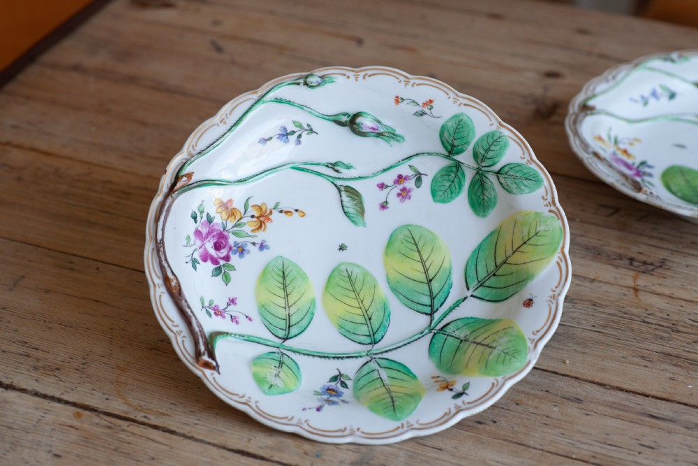 Pair of Chelsea Porcelain Style Hans Sloane Type Plates View II