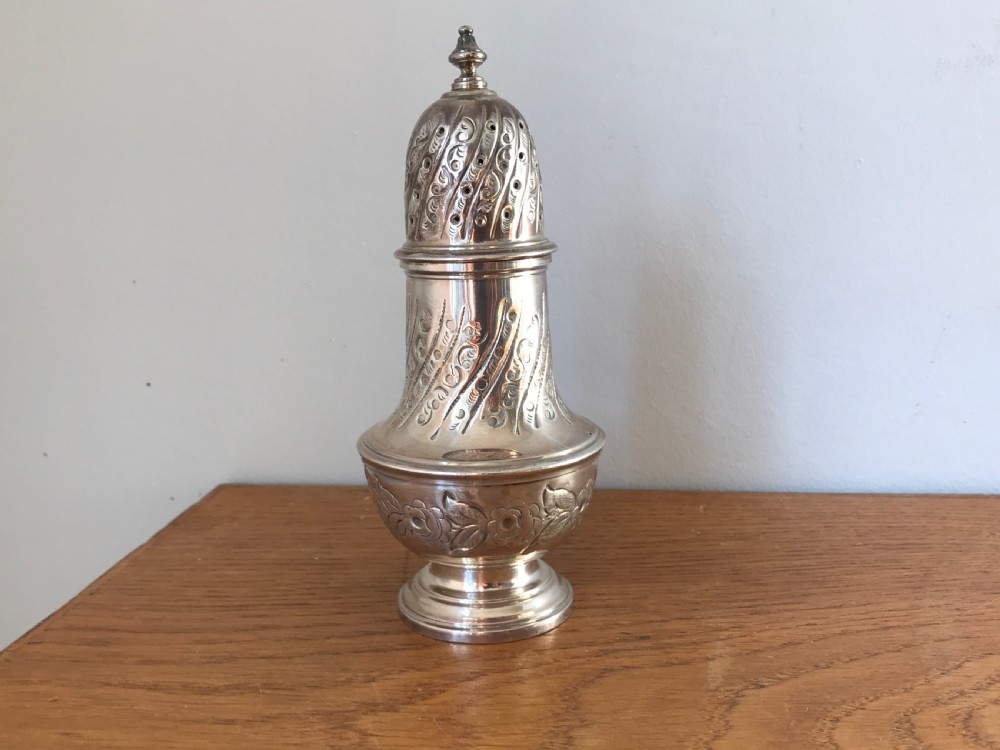 George III style Silver Sugar caster  with London Hallmarks for A .C & sons  Ltd. 1967. View III