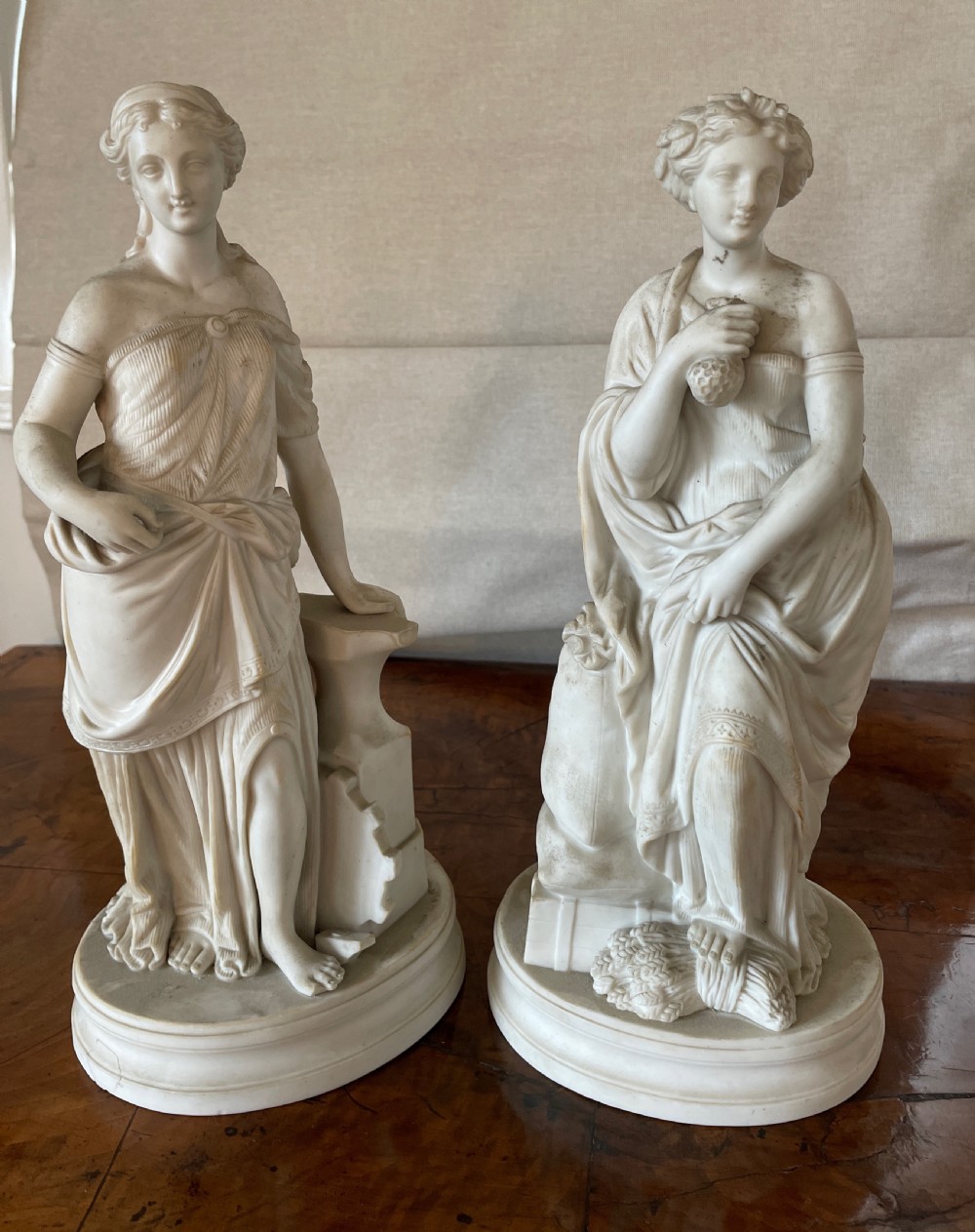 Pair of 19th-century Parian Ware figures