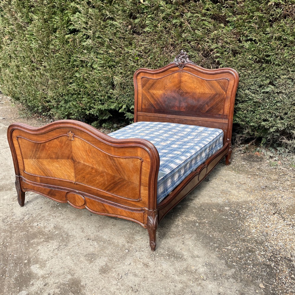 Antique French Louis XV style double bed c1890 View VI
