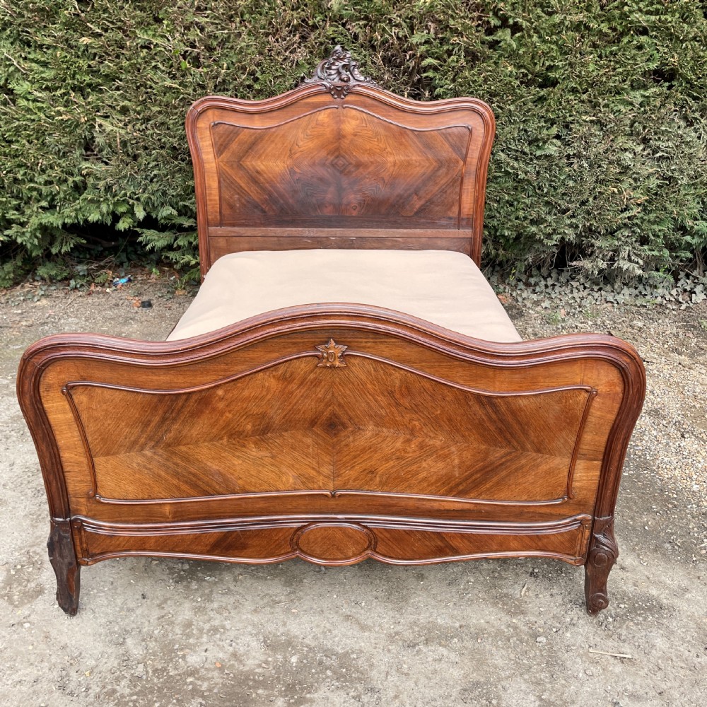Antique French Louis XV style double bed c1890 View IX