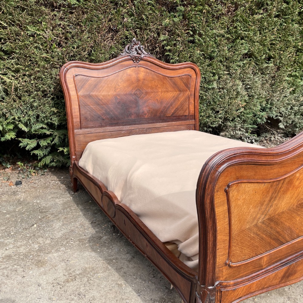 Antique French Louis XV style double bed c1890 View XIII