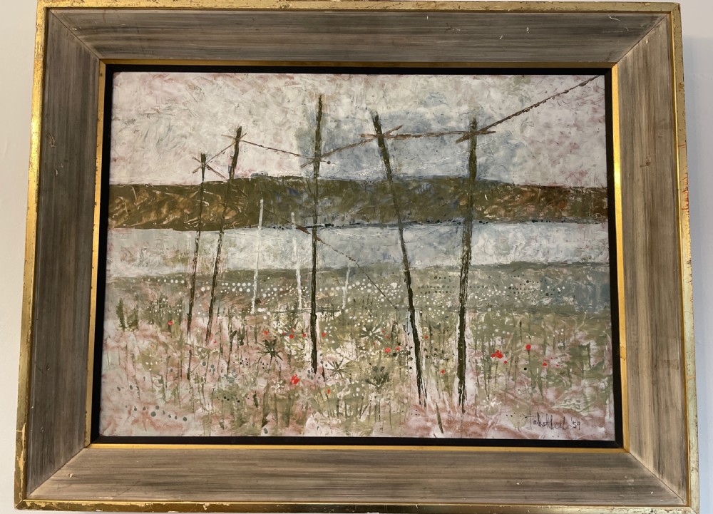 Battlefield landscape with poppies  By Talbot Hicks 1959