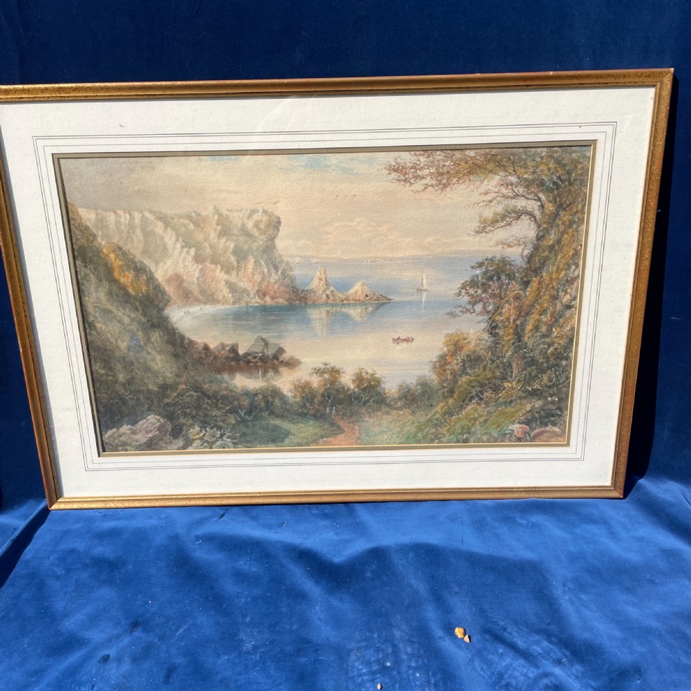 Italian Coastal scene in watercolour by Charles Jones Way (1834-1919) View II