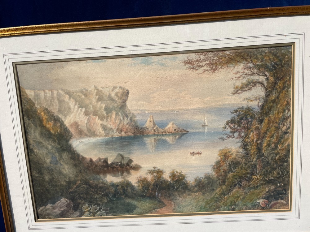 Italian Coastal scene in watercolour by Charles Jones Way (1834-1919) View III