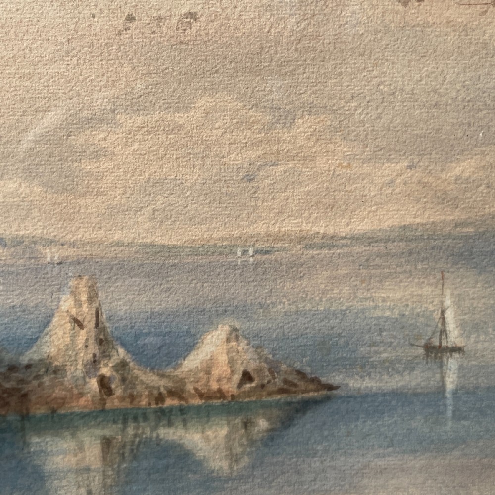 Italian Coastal scene in watercolour by Charles Jones Way (1834-1919) View IV