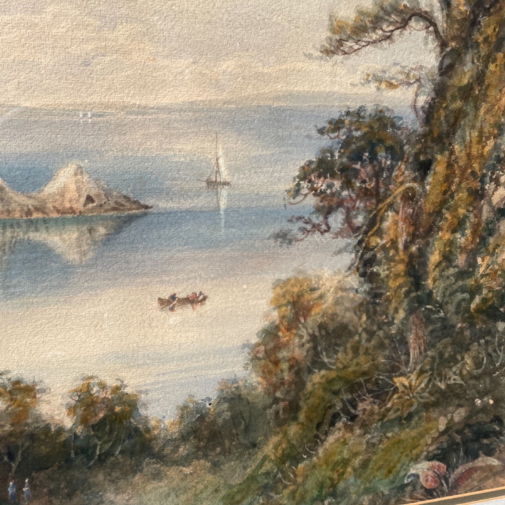 Italian Coastal scene in watercolour by Charles Jones Way (1834-1919) View VI