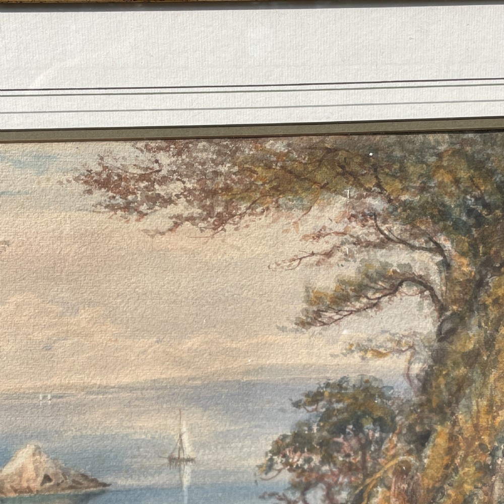 Italian Coastal scene in watercolour by Charles Jones Way (1834-1919) View VII